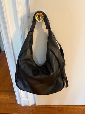 Gap Classic Black Faux Leather Hobo Bag - Sleek Everyday Shoulder Bag